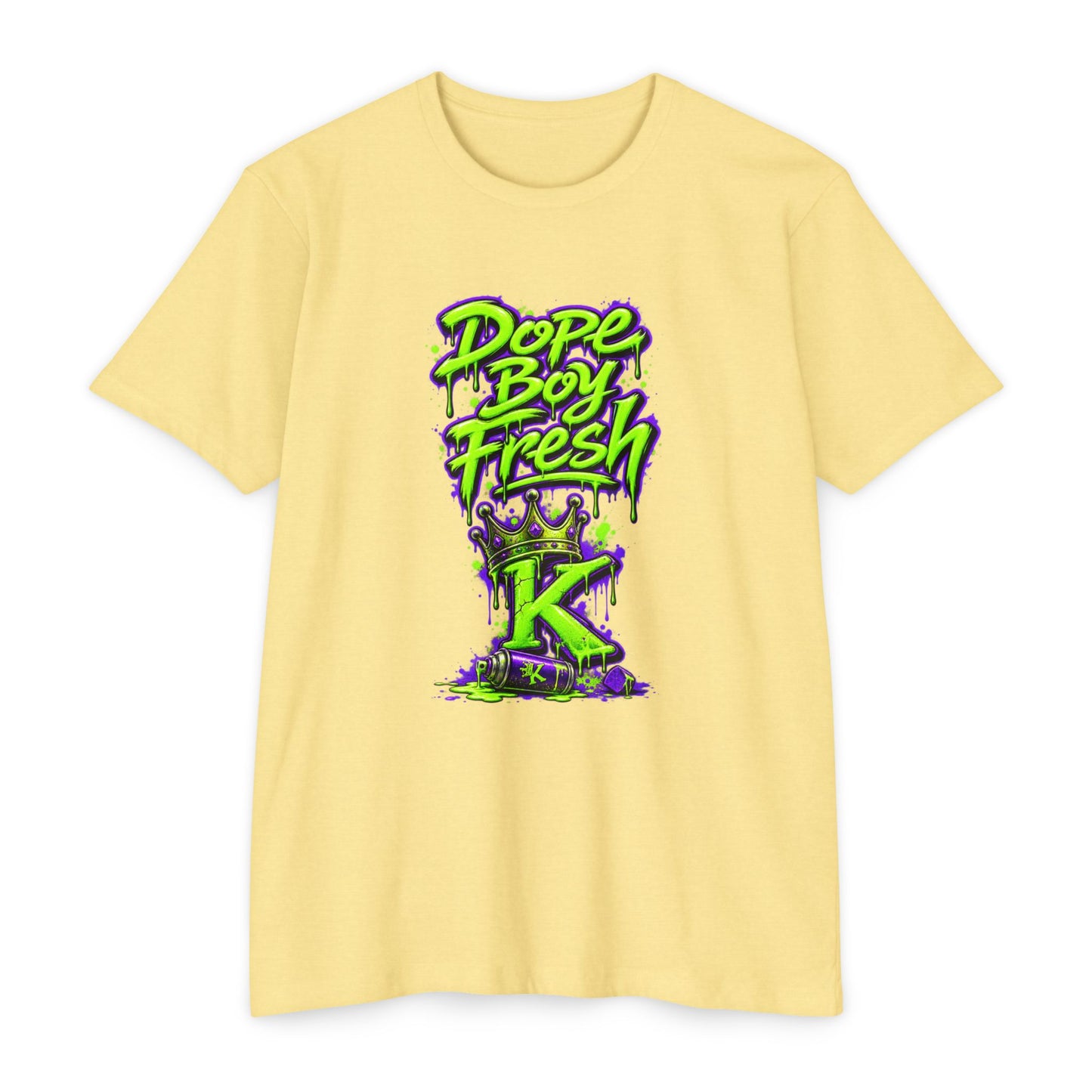 KHUSHI Dope Boy Fresh Graphic T-Shirt — Neon Crown K Streetwear Tee