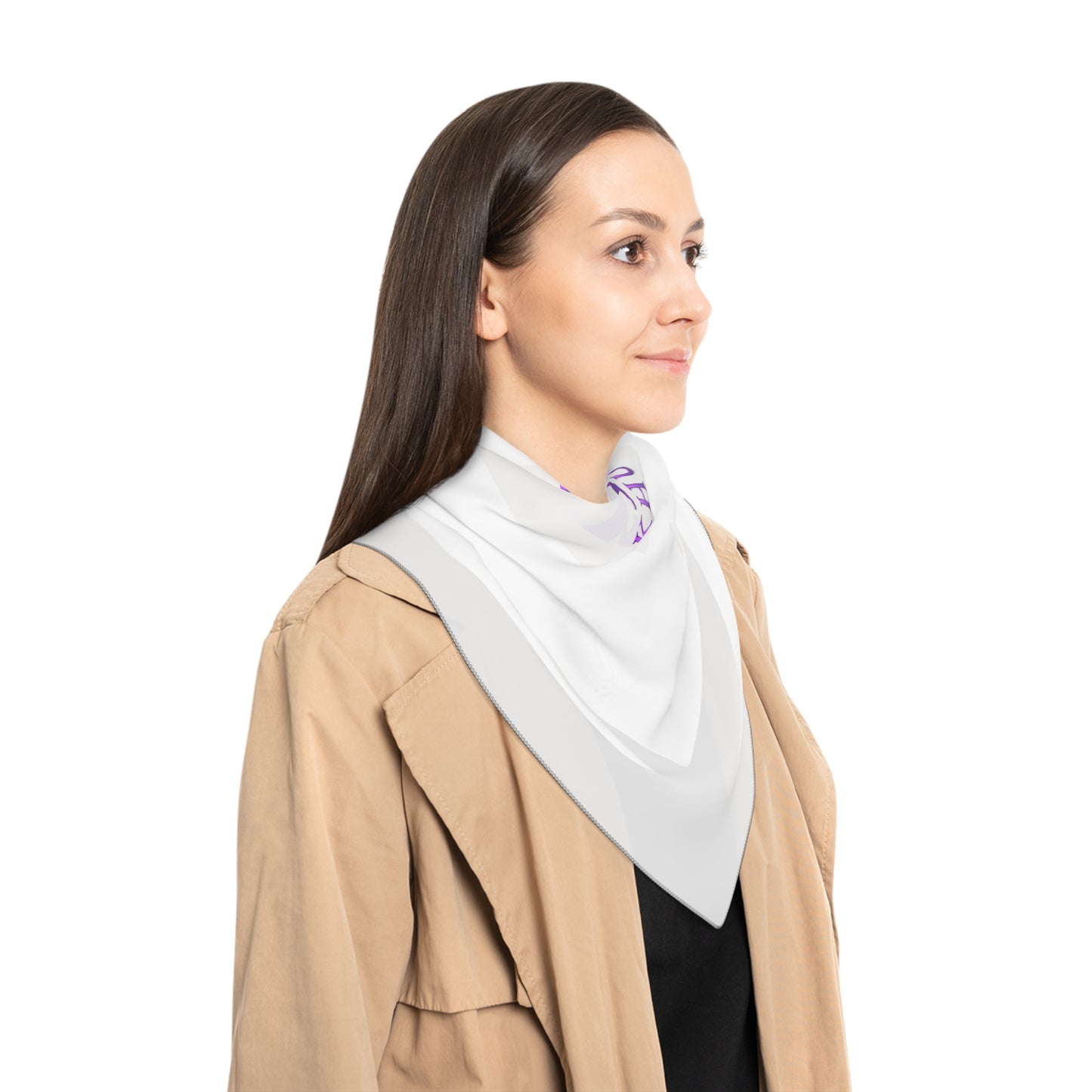 Personalized Monogram Scarf — Purple Crown “K Khushi” Polyester Scarf