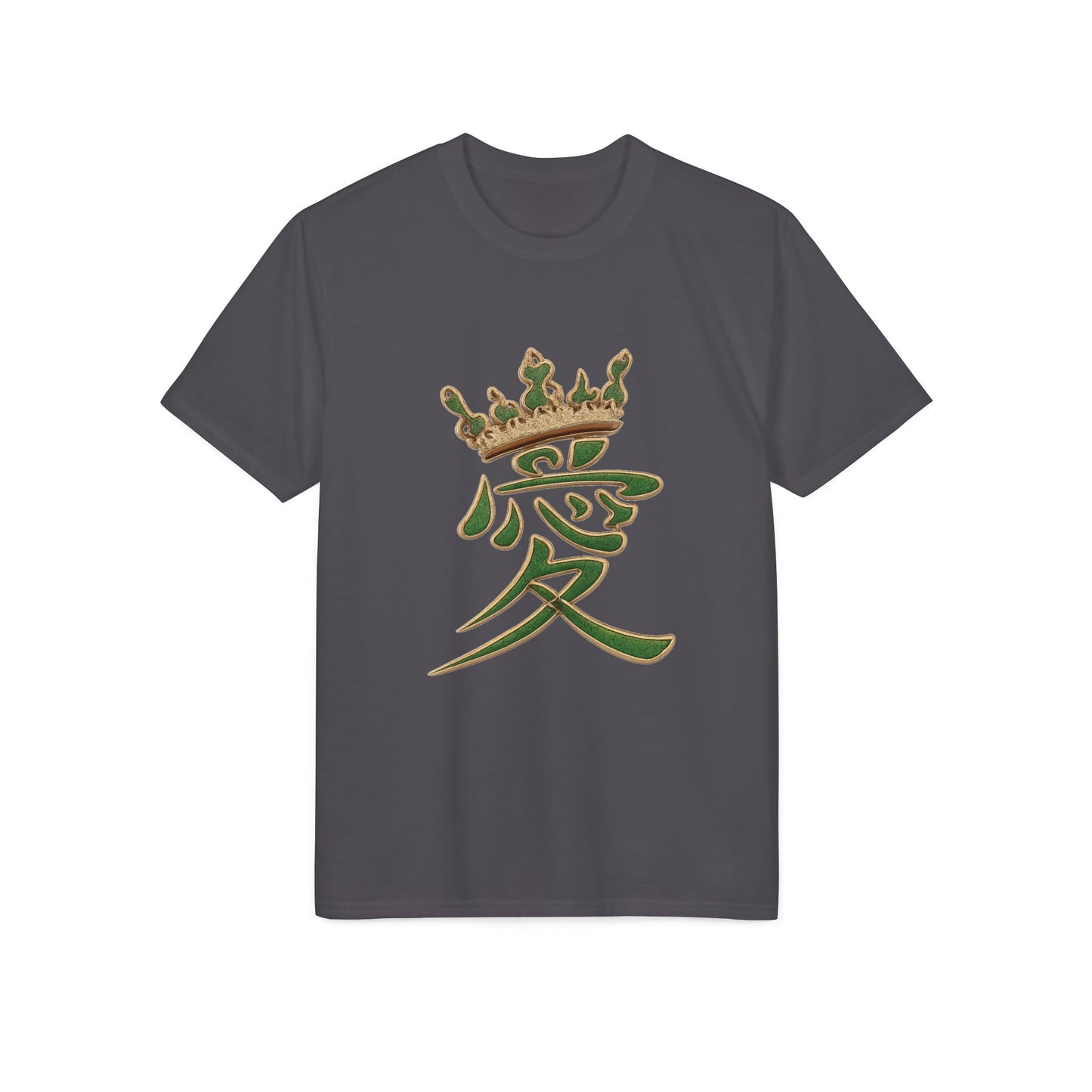 KHUSHI Love Crown Performance T-Shirt — Japanese Kanji Love with Crown Graphic