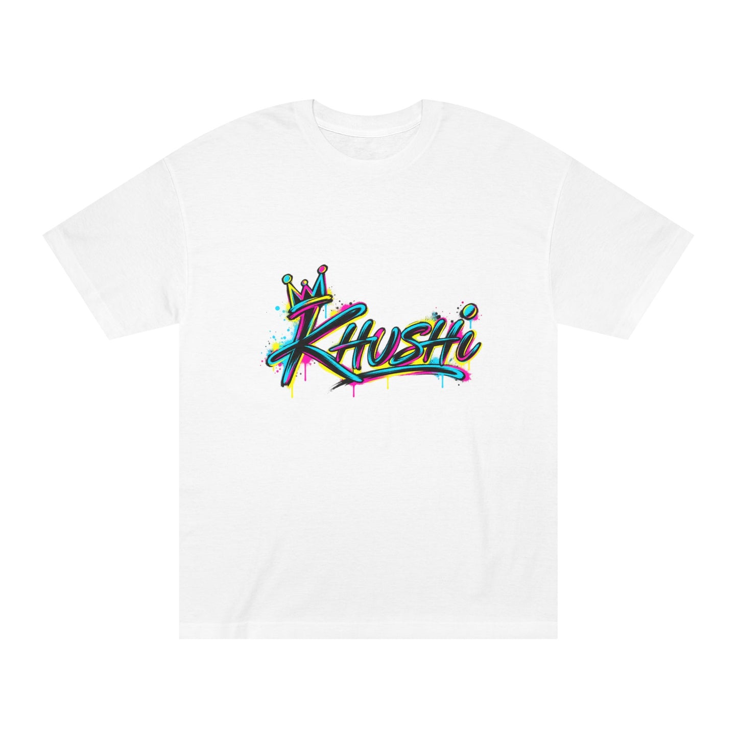 Khushi Graffiti Tee — Colorful Crown Streetwear T-Shirt