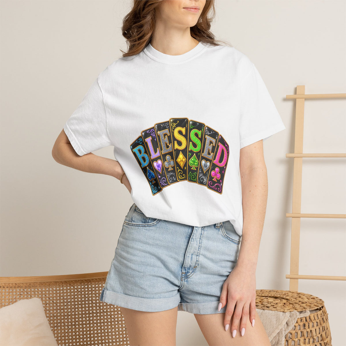 Blessed Playing Cards T-Shirt — Colorful  Graphic Tee