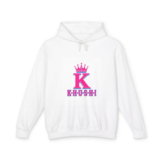 -K- Crown Hoodie — Pink , Blue 'KHUSHI ' Lightweight Hooded Sweatshirt