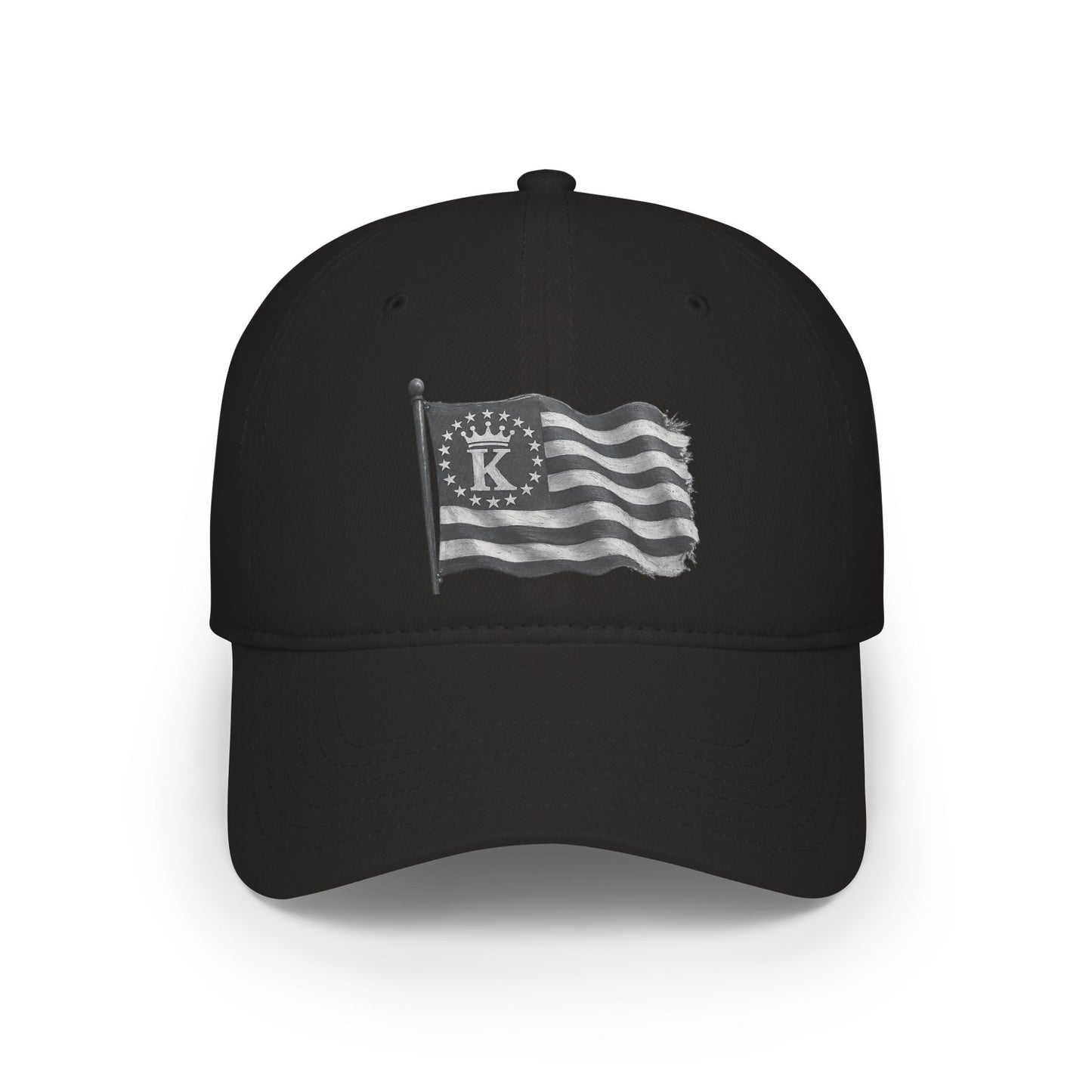 Distressed Flag Baseball Cap with 'KHUSHI Crest — Vintage Americana Low Profile Hat