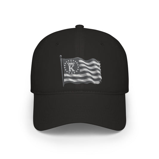 Distressed Flag Baseball Cap with 'KHUSHI Crest — Vintage Americana Low Profile Hat