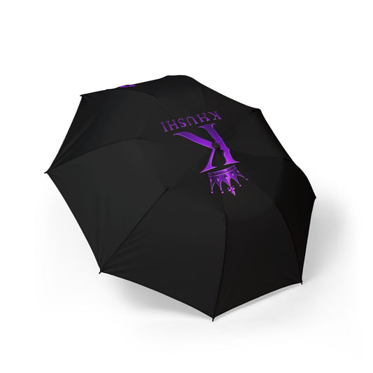 Foldable Umbrella — Purple Crown Design, Semi-Automatic Compact Rain Umbrella